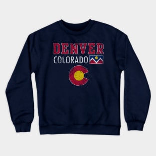 Retro Denver Colorado Flag Vintage Fade Crewneck Sweatshirt